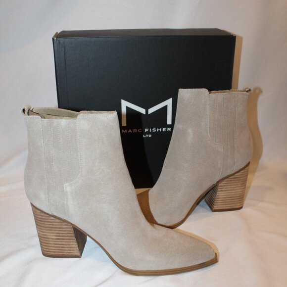 NIB MARC FISHER WOMEN'S OSHAY GRAY‎ SUEDE ZIP UP ANKLE BOOTS - Picture 1 of 7